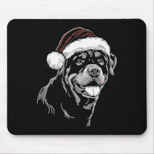 Rottweiler hond kerstman hoed Kerstmis Xmas pyjama Muismat
