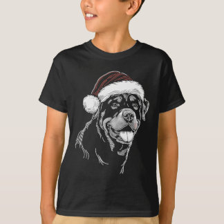 Rottweiler hond kerstman hoed Kerstmis Xmas pyjama T-shirt