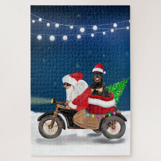 Rottweiler hond Kerstman Santa Claus Legpuzzel (Verticaal)