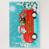 Rottweiler Hond Kerstmis Kerstman Levering Truck Legpuzzel (Verticaal)