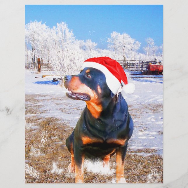 Rottweiler Hond Kerstmis Schilderij (Voorkant)