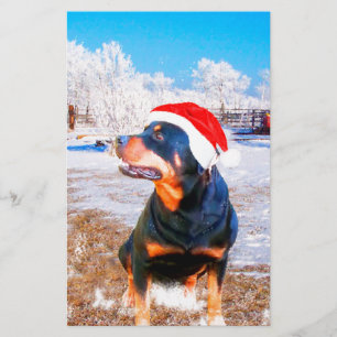 Rottweiler Hond Kerstmis Schilderij Briefpapier