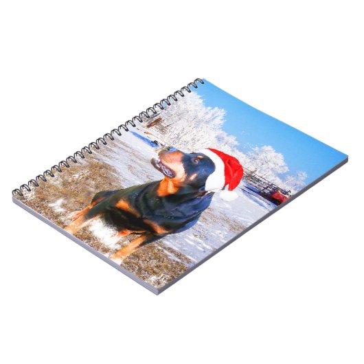 Rottweiler Hond Kerstmis Schilderij Notitieboek (Linkerzijde)