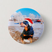 Rottweiler Hond Kerstmis Schilderij Ronde Button 5,7 Cm (Voorkant)