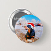 Rottweiler Hond Kerstmis Schilderij Ronde Button 5,7 Cm (Voorkant /achterkant)