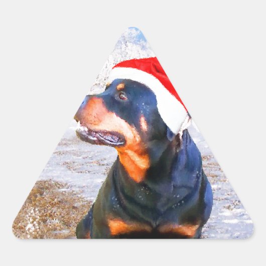 Rottweiler Hond Kerstmis Schilderij Sticker (Voorkant)