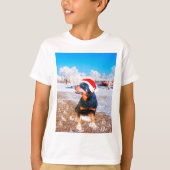 Rottweiler Hond Kerstmis Schilderij T-shirt (Voorkant)
