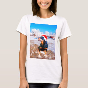Rottweiler Hond Kerstmis Schilderij T-shirt