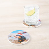 Rottweiler Hond Kerstmis Schilderij Zandsteen Onderzetter (Zijkant)