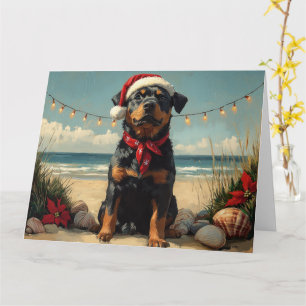 Rottweiler Hond Kerstmis Vintage Strand Kaart