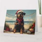 Rottweiler Hond Kerstmis Vintage Strand Kaart (Voorkant)