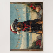 Rottweiler Hond Kerstmis Vintage Strand Legpuzzel (Verticaal)