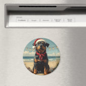 Rottweiler Hond Kerstmis Vintage Strand Magneet (Insitu (Vaatwasser))