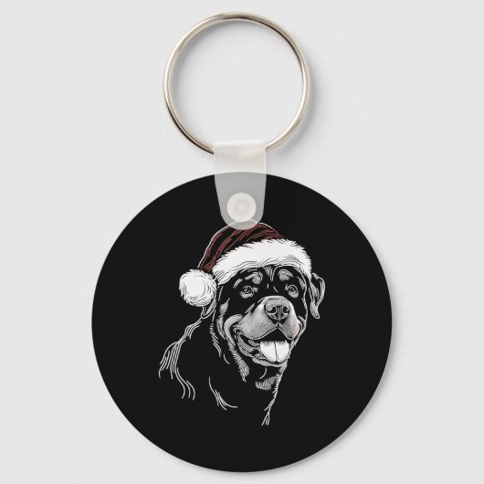 Rottweiler hond kerstmuts Kerstmis Xmas pyjama  Sleutelhanger (Voorkant)