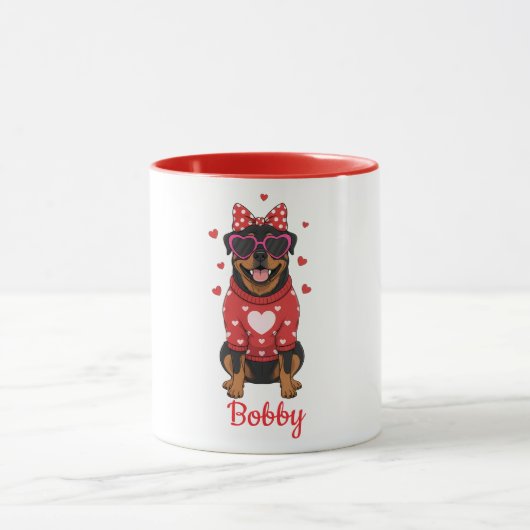 Rottweiler hond koffiemok Valentijnsdag 2026 Mok (Midden)