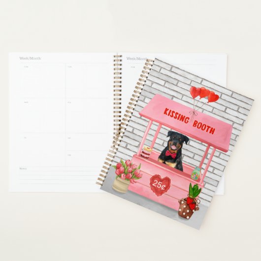 Rottweiler-hond kusstand op Valentijnsdag Planner (Display)
