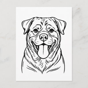 Rottweiler-hond lijnkunst � minimalistische kunstl briefkaart