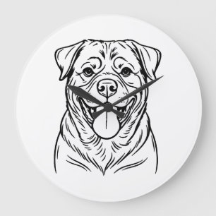 Rottweiler-hond lijnkunst � minimalistische kunstl grote klok