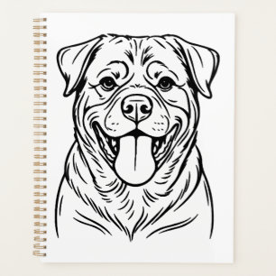 Rottweiler-hond lijnkunst � minimalistische kunstl planner