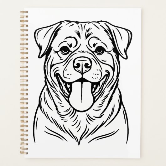 Rottweiler-hond lijnkunst � minimalistische kunstl planner (Voorkant)