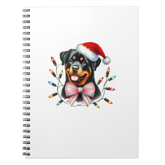Rottweiler Hond met Coquette Bow Kerst Matchin Notitieboek (Voorkant)