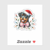 Rottweiler Hond met Coquette Bow Kerst Matchin Sticker (Vel)
