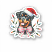 Rottweiler Hond met Coquette Bow Kerst Matchin Sticker (Voorkant)