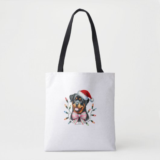 Rottweiler Hond met Coquette Bow Kerst Matchin Tote Bag (Voorkant)