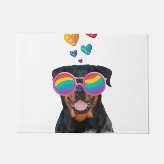 Rottweiler-hond met harten Valentijnsdag Deurmat (Voorkant)