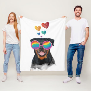 Rottweiler-hond met harten Valentijnsdag Fleece Deken