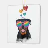 Rottweiler-hond met harten Valentijnsdag Keramisch Ornament (Links)