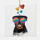 Rottweiler-hond met harten Valentijnsdag Keramisch Ornament (Achterkant)