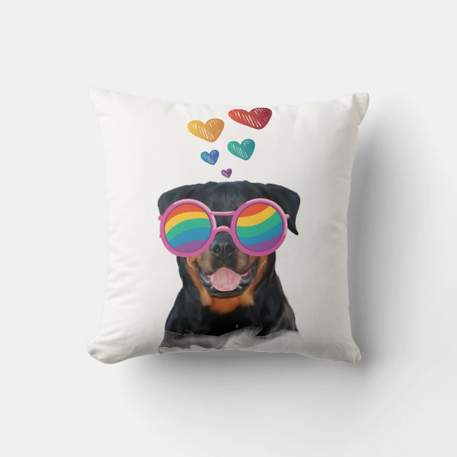 Rottweiler-hond met harten Valentijnsdag Kussen (Voorkant)