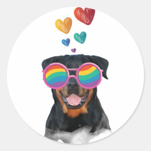 Rottweiler-hond met harten Valentijnsdag Ronde Sticker