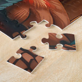 Rottweiler hond met kerstcadeaus open haard legpuzzel (Zijkant)