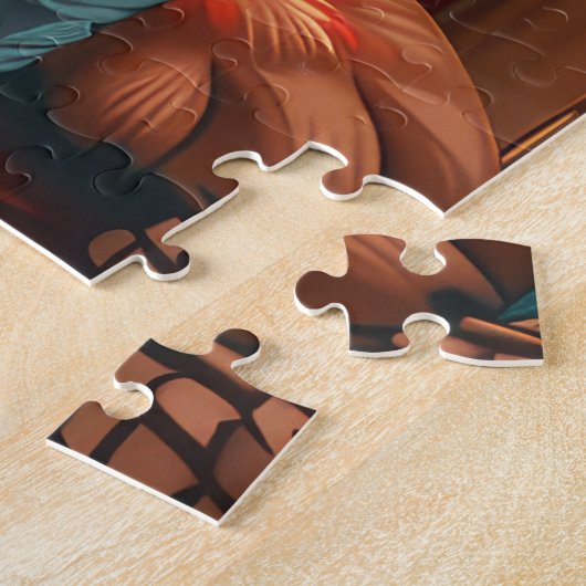 Rottweiler hond met kerstcadeaus open haard legpuzzel (Zijkant)