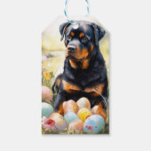 Rottweiler Hond met Paaseieren Vakantie Cadeaulabel (Achterkant)