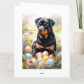 Rottweiler Hond met Paaseieren Vakantie Kaart (Achterkant)