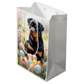 Rottweiler Hond met Paaseieren Vakantie Medium Cadeauzakje (Achterkant Gekanteld)