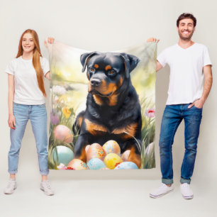 Rottweiler-hond met Pasen-eieren Vakantie  Fleece Deken