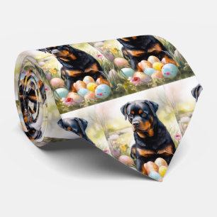 Rottweiler hond met Pasen Eieren Vakantie Stropdas
