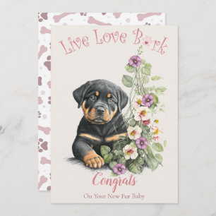 Rottweiler Hond Moeder Bloemen Adoptie Kaart