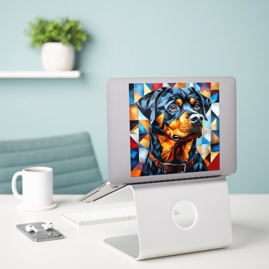 Rottweiler Hond Mooie en Sterke Waakhond Ras Sticker (Laptop op bureau)