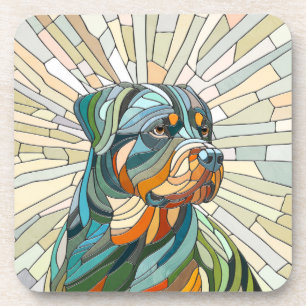 Rottweiler hond - mozaïekkunst bier onderzetter