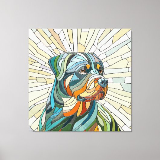 Rottweiler hond - mozaïekkunst canvas afdruk (Voorkant)