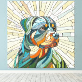 Rottweiler hond - mozaïekkunst canvas afdruk (Insitu (Houten vloer))