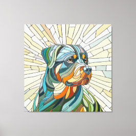 Rottweiler hond - mozaïekkunst canvas afdruk