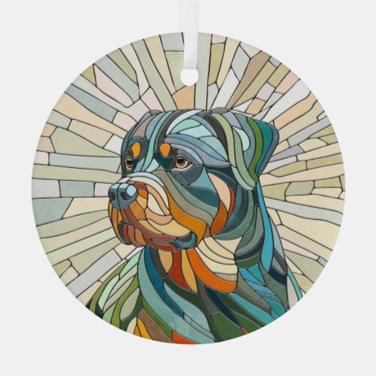 Rottweiler hond - mozaïekkunst glas ornament (Achterkant)