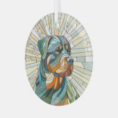 Rottweiler hond - mozaïekkunst glas ornament (Voorkant links)