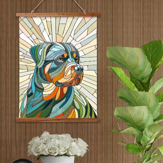 Rottweiler hond - mozaïekkunst hangend wandkleed